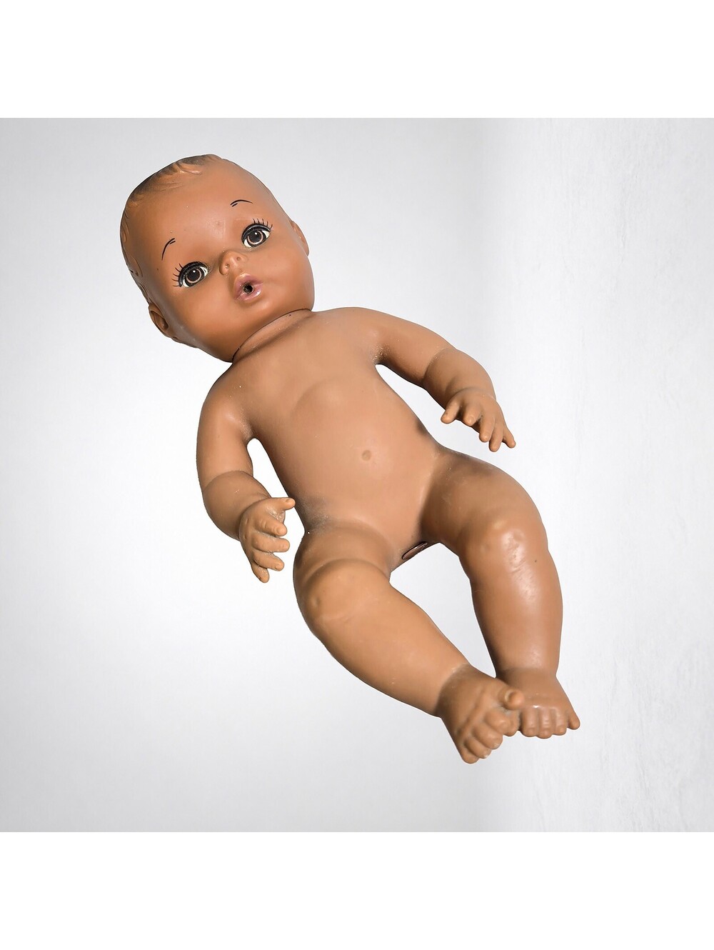 Vintage Hong Kong Vinyl Baby Doll 10" Brown Skin Tone